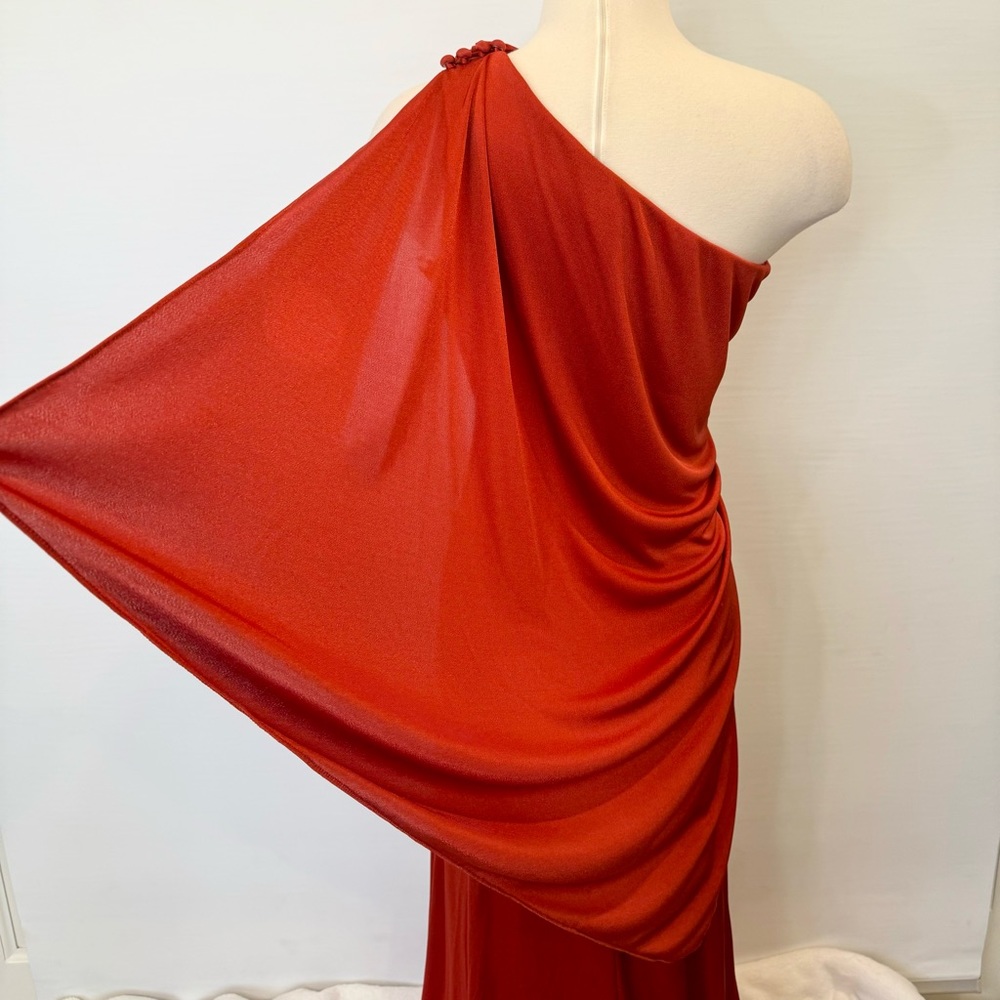 🌺SOLD🌺 Frederick’s of Hollywood Silky Satin Rust Column Maxi Gown Vintage Dress - Picture 10 of 11